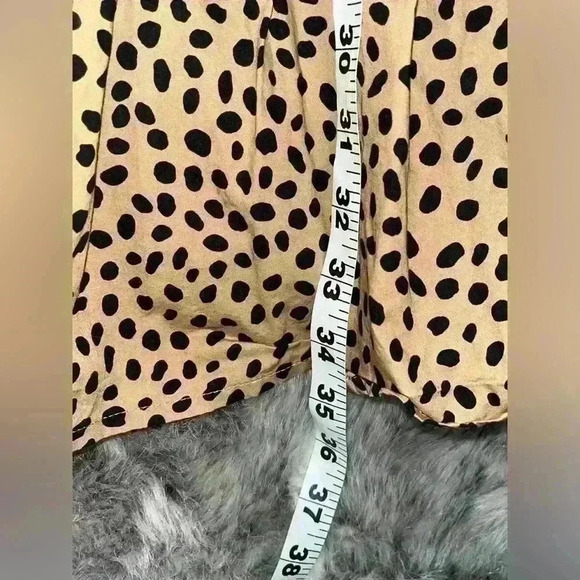 J. Crew | Ruffleneck Tiered Popover Dress in Leopard Dot sz Small S Tan black - Picture 6 of 9